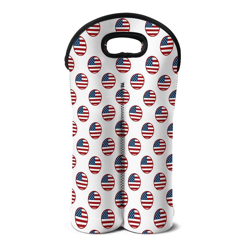 American Circle Flag Pattern Print Double Neoprene Wine Tote