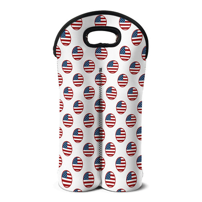 American Circle Flag Pattern Print Double Neoprene Wine Tote