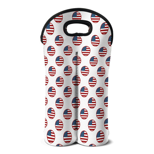 American Circle Flag Pattern Print Double Neoprene Wine Tote