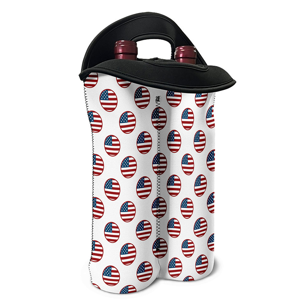 American Circle Flag Pattern Print Double Neoprene Wine Tote