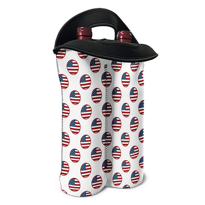 American Circle Flag Pattern Print Double Neoprene Wine Tote