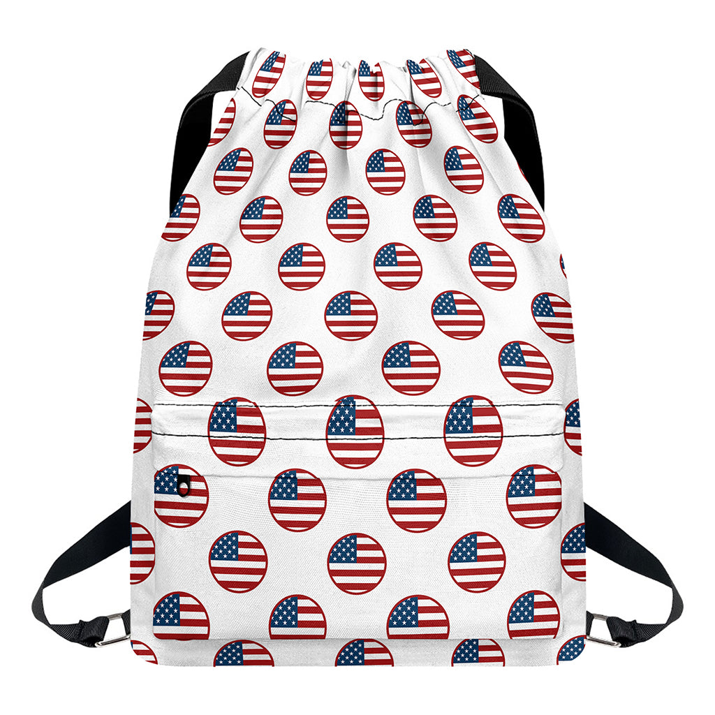 American Circle Flag Pattern Print Drawstring Backpack