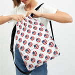 American Circle Flag Pattern Print Drawstring Backpack