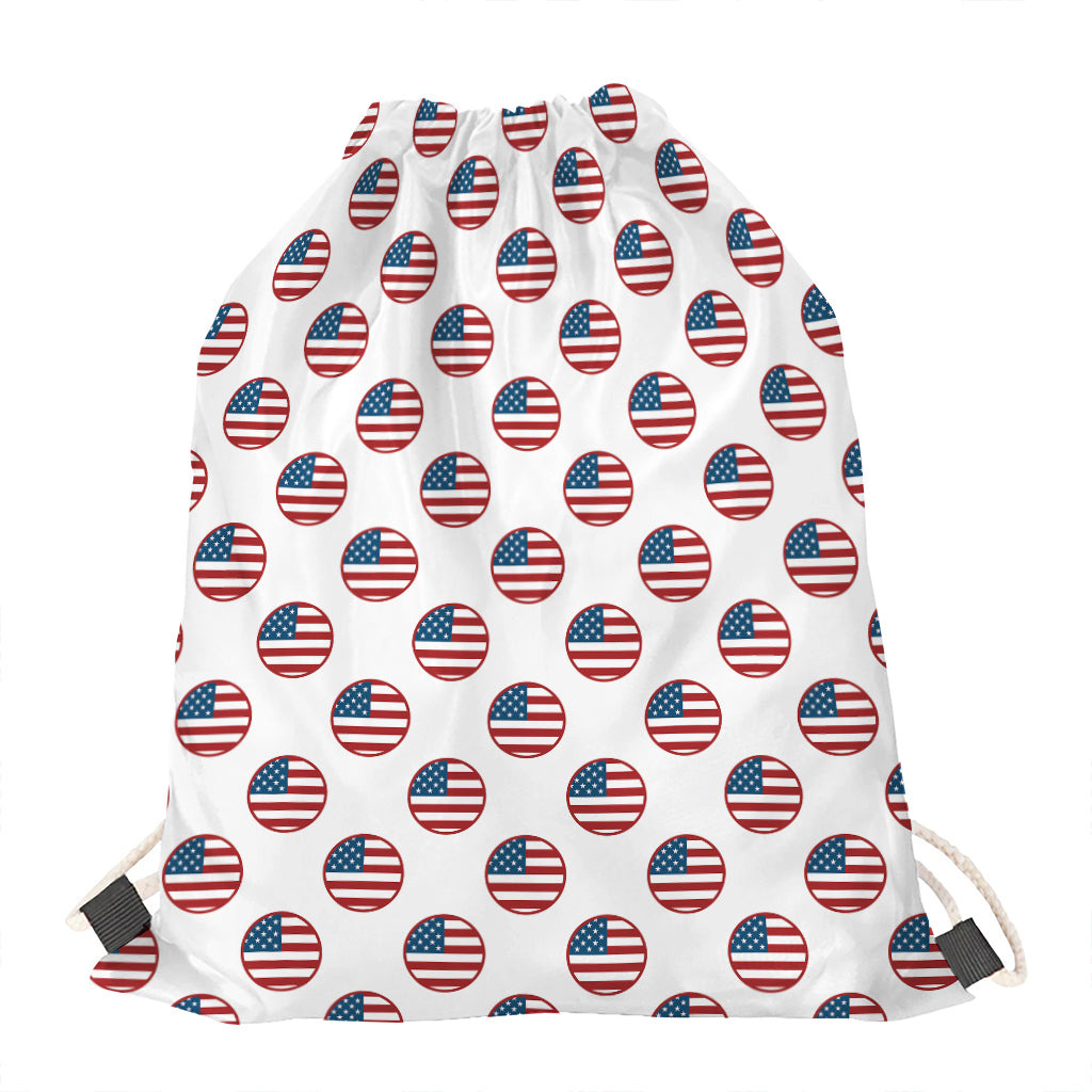American Circle Flag Pattern Print Drawstring Bag