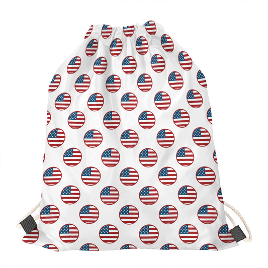 American Circle Flag Pattern Print Drawstring Bag