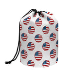 American Circle Flag Pattern Print Drawstring Makeup Bag
