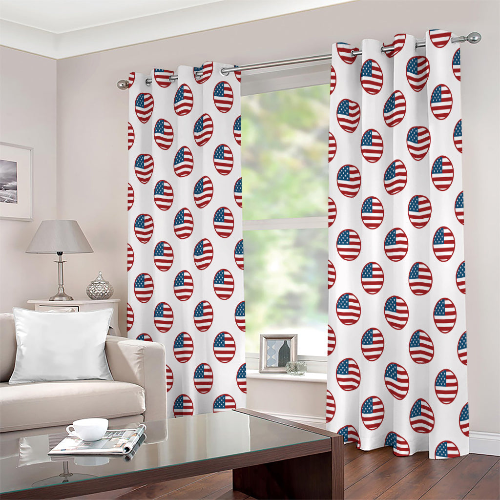 American Circle Flag Pattern Print Extra Wide Grommet Curtains