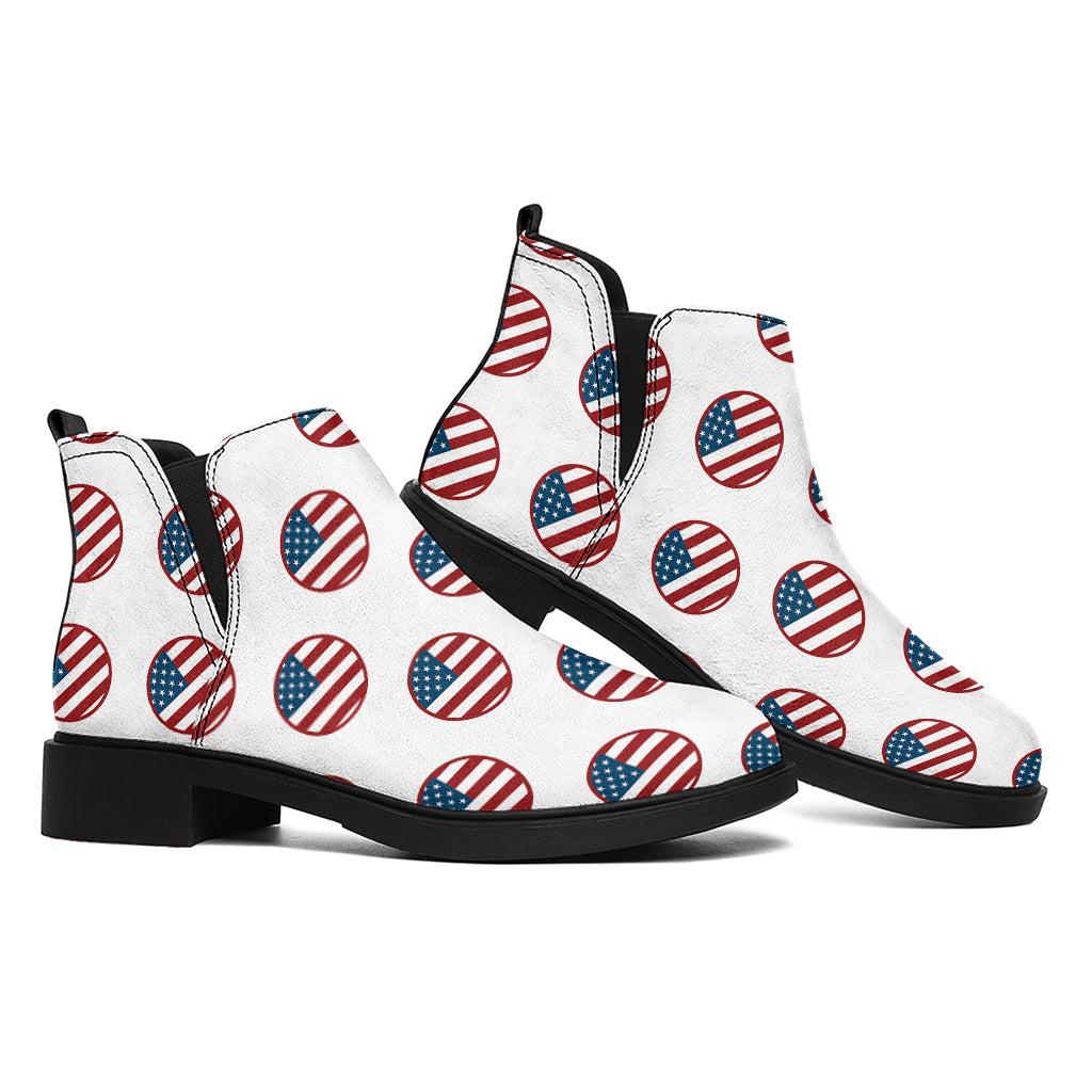American Circle Flag Pattern Print Flat Ankle Boots
