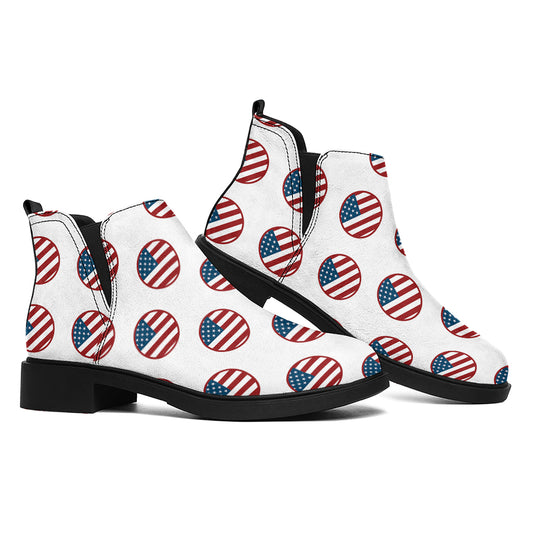 American Circle Flag Pattern Print Flat Ankle Boots