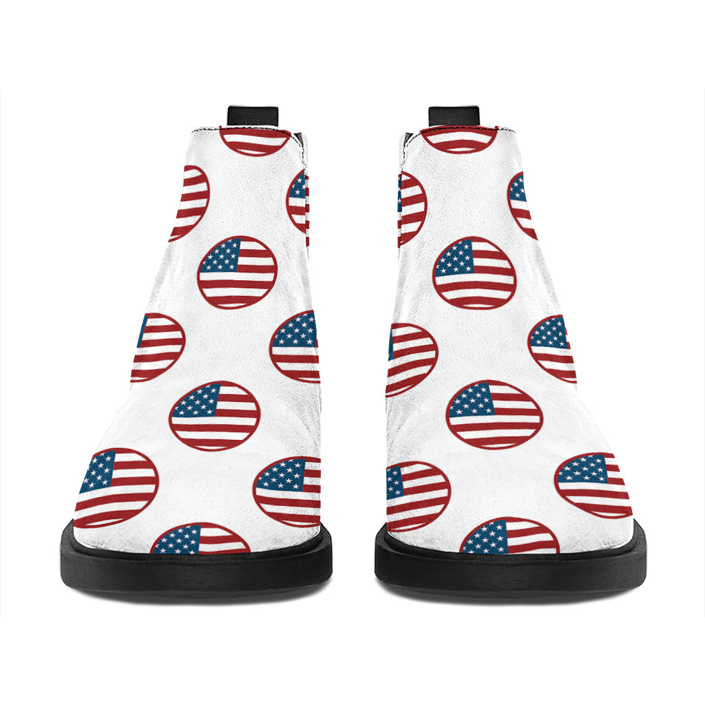 American Circle Flag Pattern Print Flat Ankle Boots