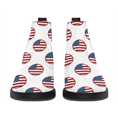 American Circle Flag Pattern Print Flat Ankle Boots