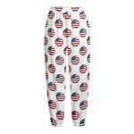 American Circle Flag Pattern Print Fleece Lined Knit Pants