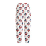 American Circle Flag Pattern Print Fleece Lined Knit Pants