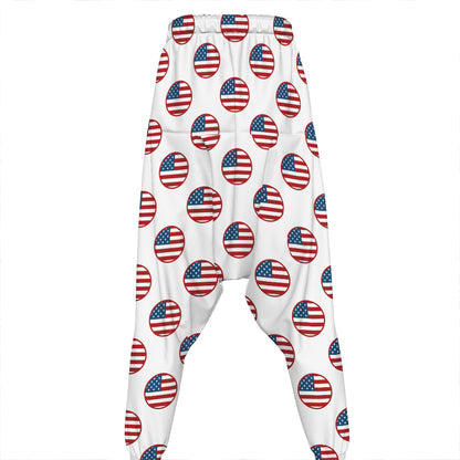 American Circle Flag Pattern Print Hammer Pants