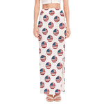 American Circle Flag Pattern Print High Slit Maxi Skirt
