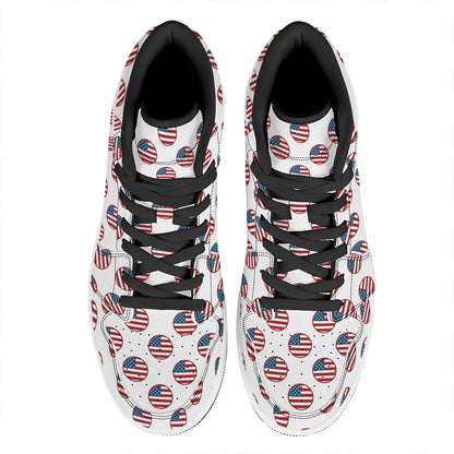 American Circle Flag Pattern Print High Top Leather Sneakers