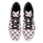 American Circle Flag Pattern Print High Top Leather Sneakers