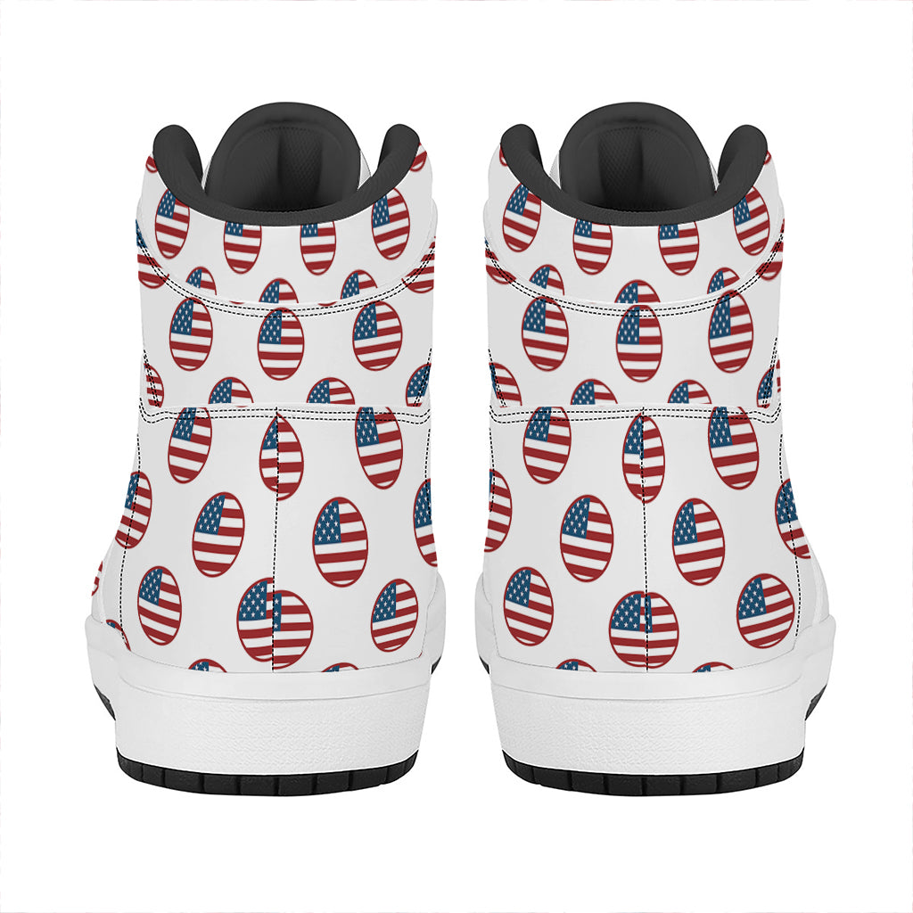 American Circle Flag Pattern Print High Top Leather Sneakers