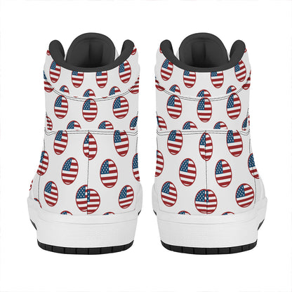 American Circle Flag Pattern Print High Top Leather Sneakers