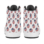American Circle Flag Pattern Print High Top Leather Sneakers