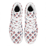 American Circle Flag Pattern Print High Top Leather Sneakers