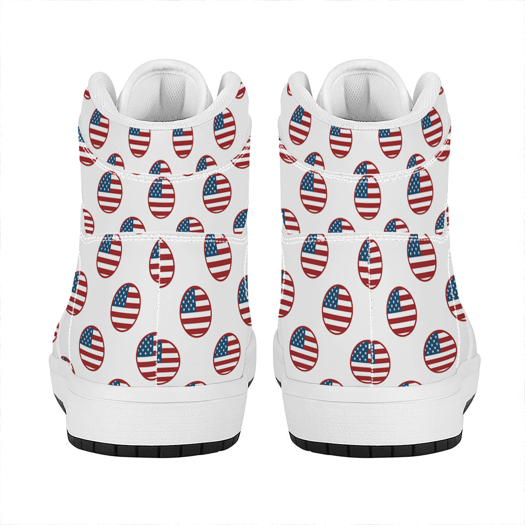American Circle Flag Pattern Print High Top Leather Sneakers