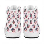 American Circle Flag Pattern Print High Top Leather Sneakers
