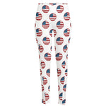 American Circle Flag Pattern Print High-Waisted Pocket Leggings