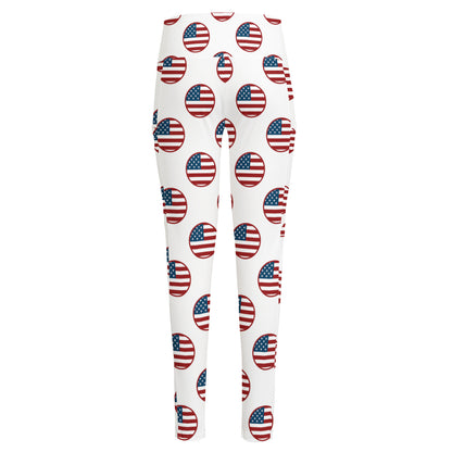 American Circle Flag Pattern Print High-Waisted Pocket Leggings