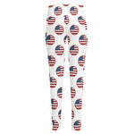American Circle Flag Pattern Print High-Waisted Pocket Leggings