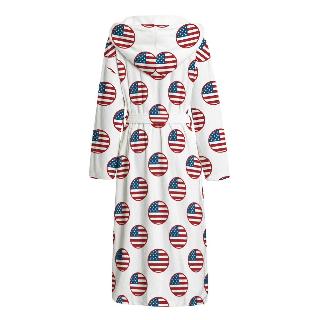 American Circle Flag Pattern Print Hooded Bathrobe