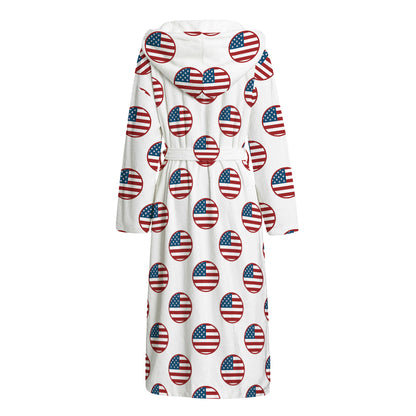 American Circle Flag Pattern Print Hooded Bathrobe