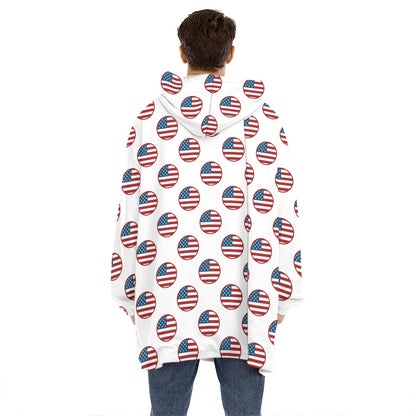 American Circle Flag Pattern Print Hoodie Blanket