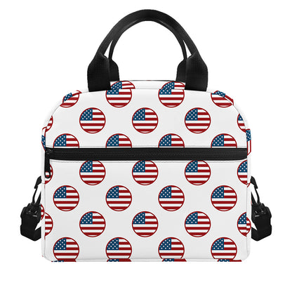 American Circle Flag Pattern Print Insulated Lunch Bag