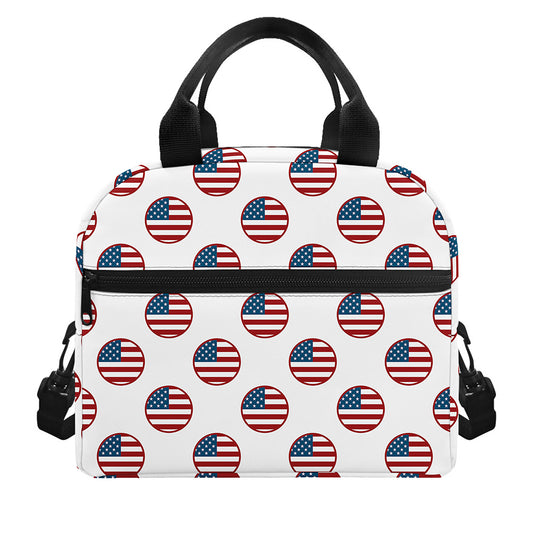 American Circle Flag Pattern Print Insulated Lunch Bag