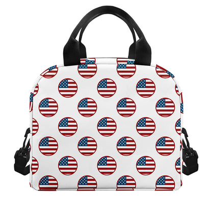 American Circle Flag Pattern Print Insulated Lunch Bag
