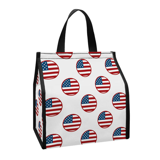 American Circle Flag Pattern Print Insulated Lunch Tote