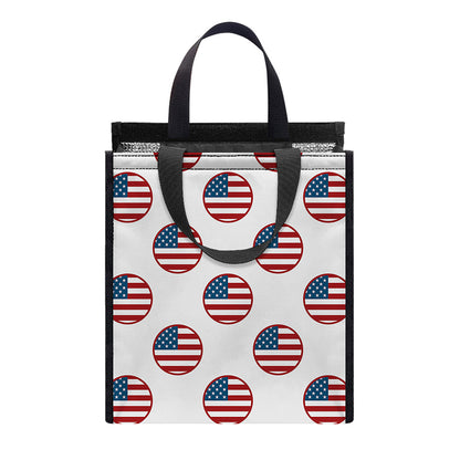 American Circle Flag Pattern Print Insulated Lunch Tote