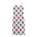 American Circle Flag Pattern Print Jersey Midi Cami Dress