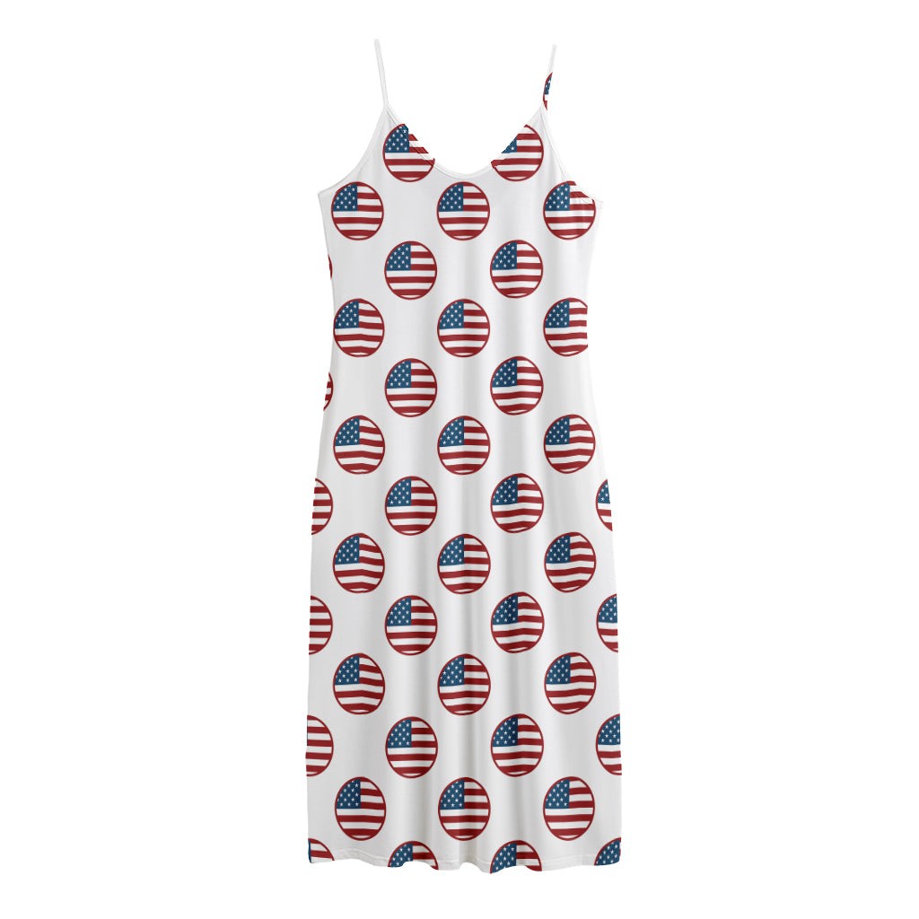 American Circle Flag Pattern Print Jersey Midi Cami Dress