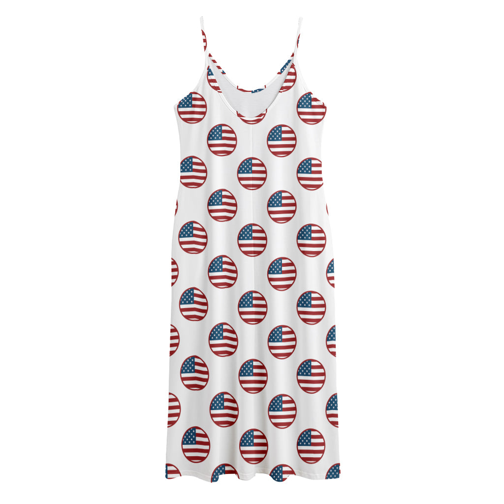 American Circle Flag Pattern Print Jersey Midi Cami Dress