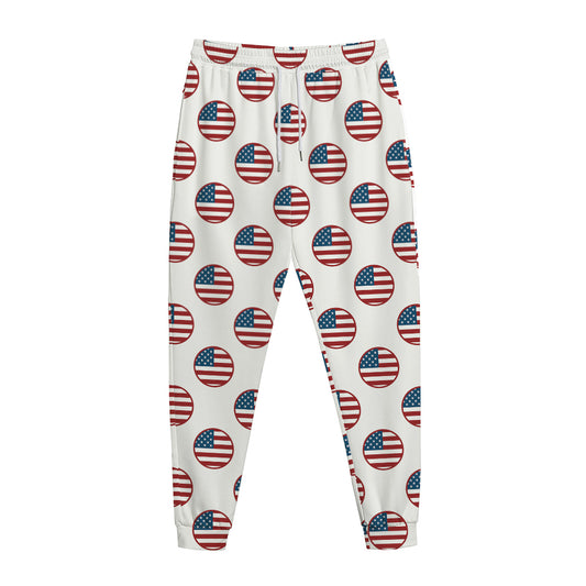American Circle Flag Pattern Print Jogger Pants