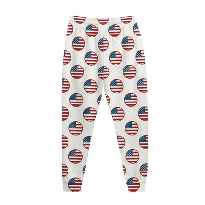 American Circle Flag Pattern Print Jogger Pants