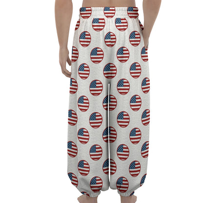 American Circle Flag Pattern Print Lantern Pants