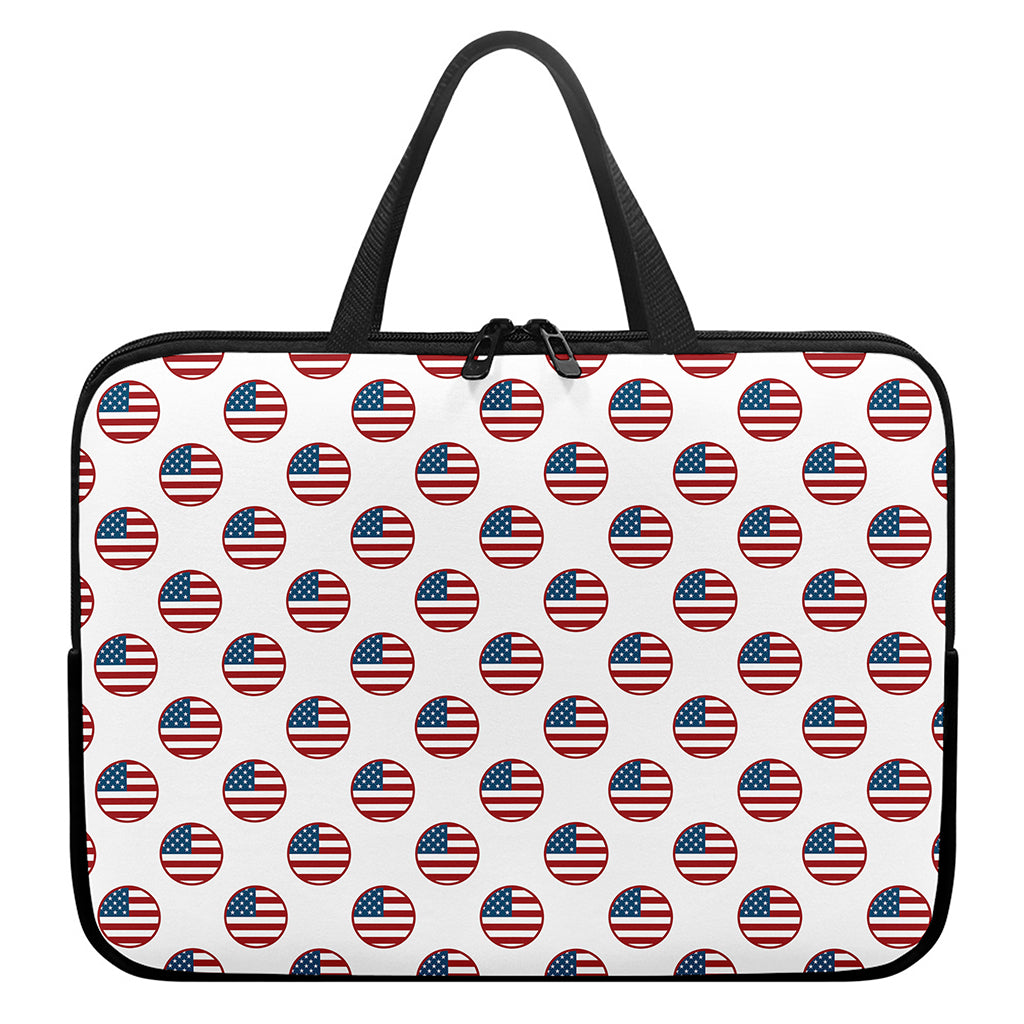 American Circle Flag Pattern Print Laptop Sleeve With Handle