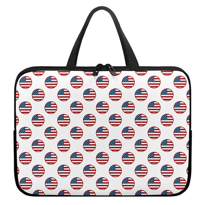 American Circle Flag Pattern Print Laptop Sleeve With Handle