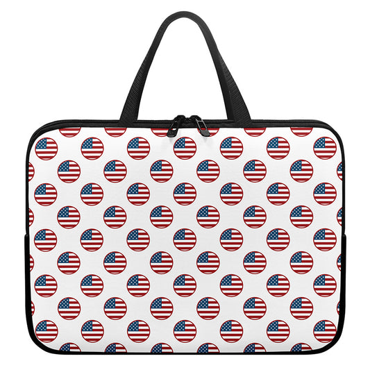 American Circle Flag Pattern Print Laptop Sleeve With Handle