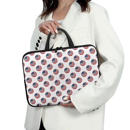 American Circle Flag Pattern Print Laptop Sleeve With Handle