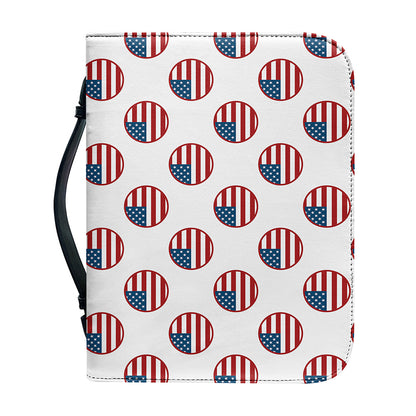 American Circle Flag Pattern Print Leather Bible Cover