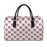 American Circle Flag Pattern Print Leather Duffle Bag